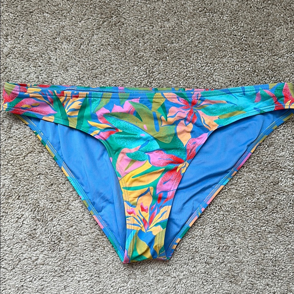 Billabong Tropical Print Bikini Bottom - Blue and Pink